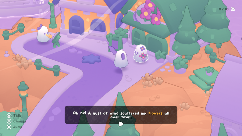 Flower quest dialogue near the lighthouse